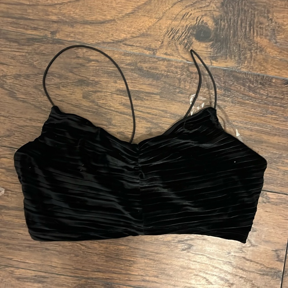 Black Velvet Crop Top